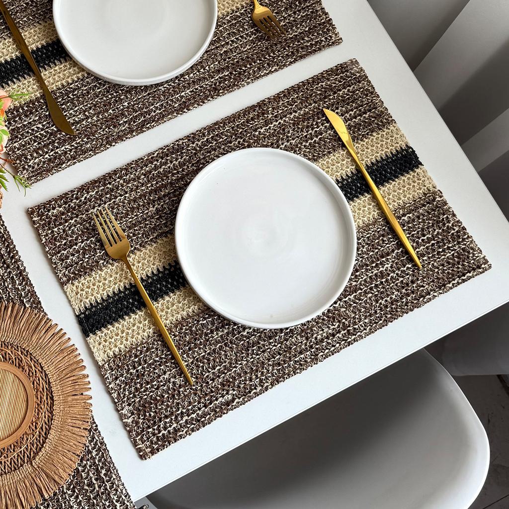 Pastoral paper rope woven placemat ins miscellaneous retro Christmas decorative mat wedding creative paper thermal insulation table mat