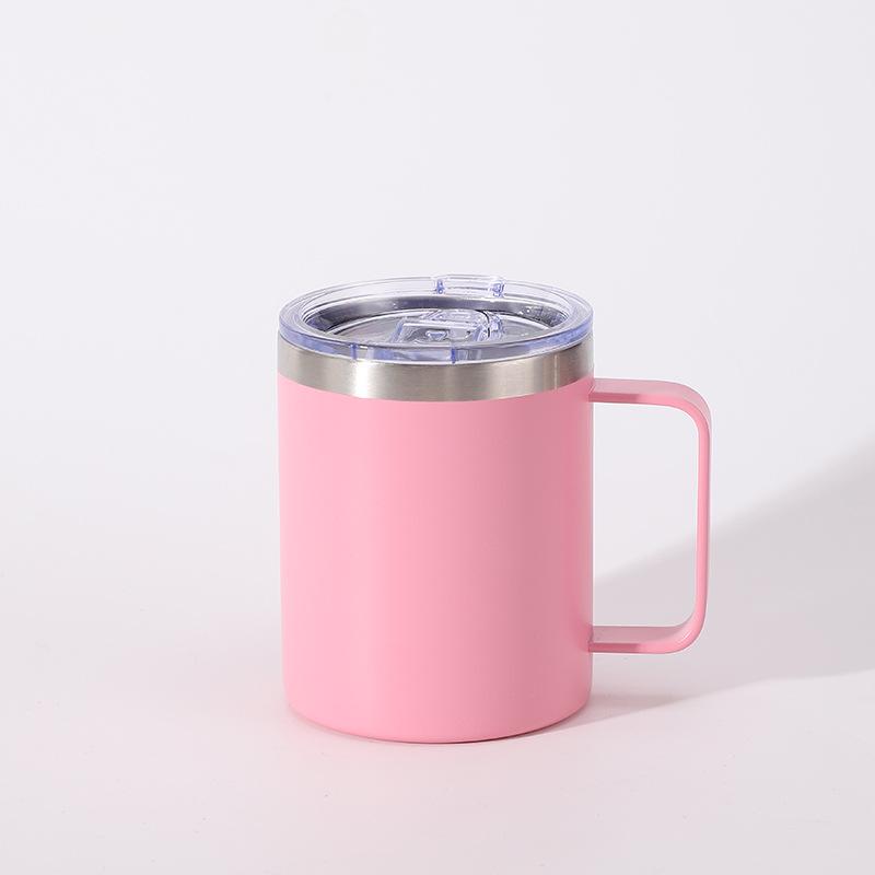 12oz Stainless Steel Vacuum Insulated Tumbler with Transparent Lid and Handle