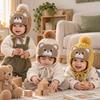 Windproof Kids Pom Pom Beanie Fleece Lined Winter Earflap Cap Cute Baby Knitted Hat  Winter