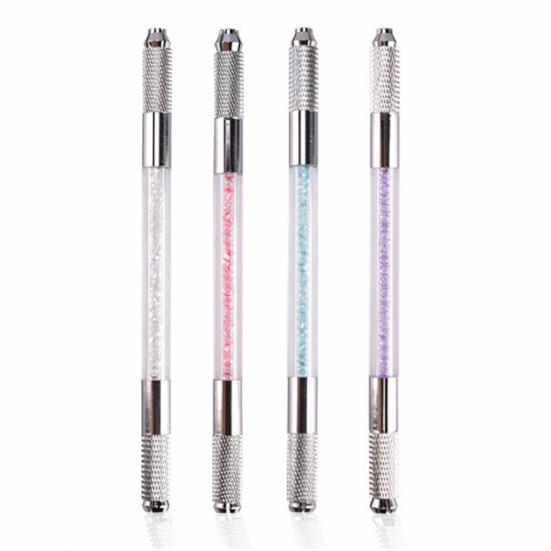 Manueller Microblading-Doppelkopf-Strassgriff-Permanent-Augenbrauen-Tätowierungsstift