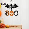 Creative Holiday Door Hanger Halloween BOO Sign, Spooky Bat Welcome Hanging Wooden Ghost Pumpkin Theme Photo Prop Black Cat Ornaments for Front Window