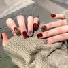 MY155 Butterfly Crushed Ice Glue On Short Ballet Nails Cat Eye Cute Sweet European For Ladies Non Special Cosmetics