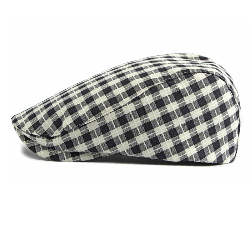 Vintage Check Beret Men Women Cap British Peaked Cap Painter's Cap
