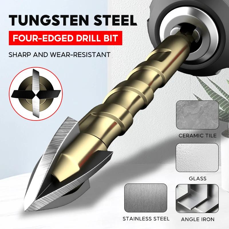 Overlord Drill Tile Bit High Hardness Glass Four Edge Drilling Drill Hole Opener Tile Concrete Wall Reaming Drill Bit Tools