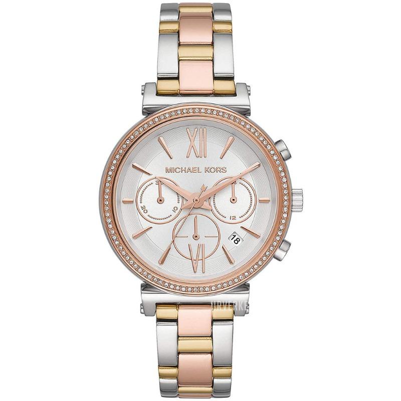Michael Kors Sofie Crystal Rose Gold-Tone Stainless Steel Chronograph Women s Watch MK6688 золотой