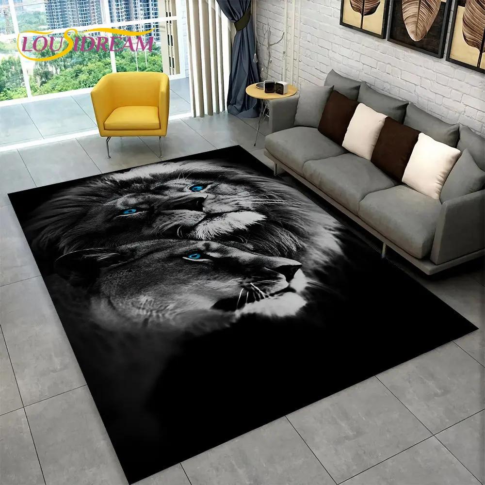 3D Tiger Leopard Cheetah Lion Wolf Area Rug,Carpet Rug for Living Room Bedroom Sofa Doormat Kitchen Decor,Kid Non-slip Floor Mat
