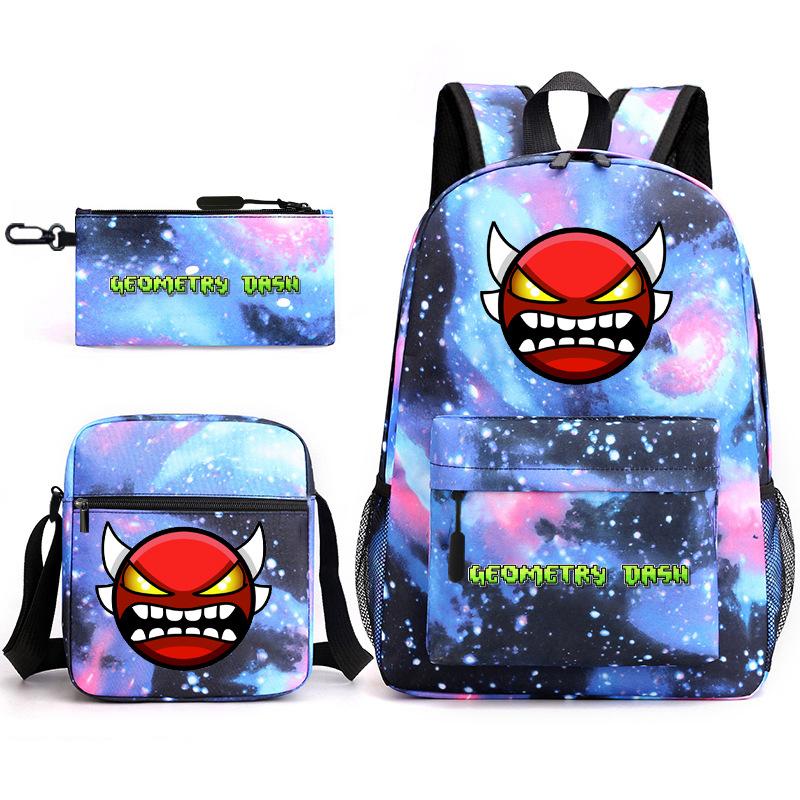 Geometry Sprint Game Backpack Geometry Dash Heat Transfer Backpack Elementary School Bag Leisure Bag