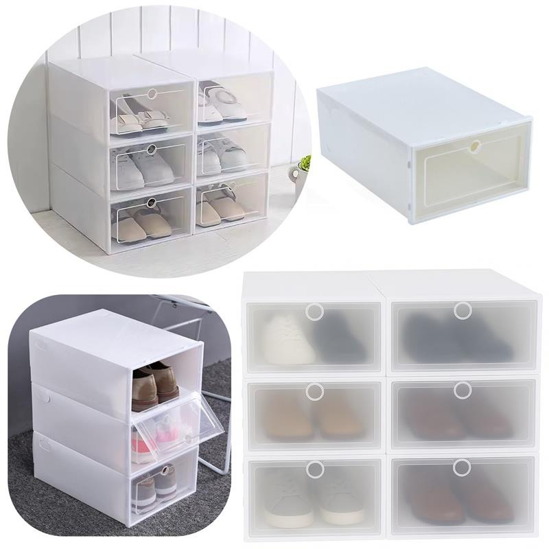 Plastic Drawer Shoe Cabinet Organizer Container Box 6 Pieces