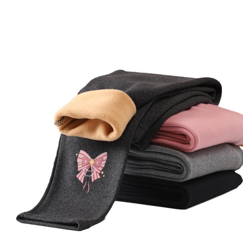 Girls' Fleece-Lined Leggings: Extra Thick, Casual Autumn/Winter 2023 Pants