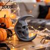 DIY Blank Skull Sculptures 3D Printed Moon Figurine, Gothic Crescent and Unique Ornaments Sculpture, Vintage Desktop Statue for Halloween Desk