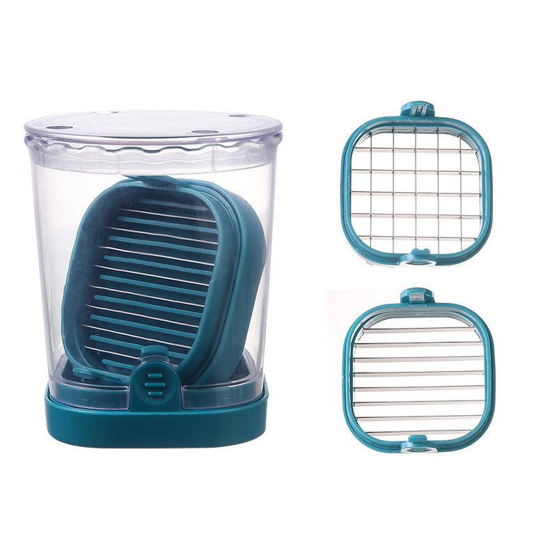 

Скоростная овощерезка с толкающей пластиной, кухонный инструмент для нарезки фруктов и овощей, ручной резак для яиц, клубники, чашка для нарезки бананов темно-синий