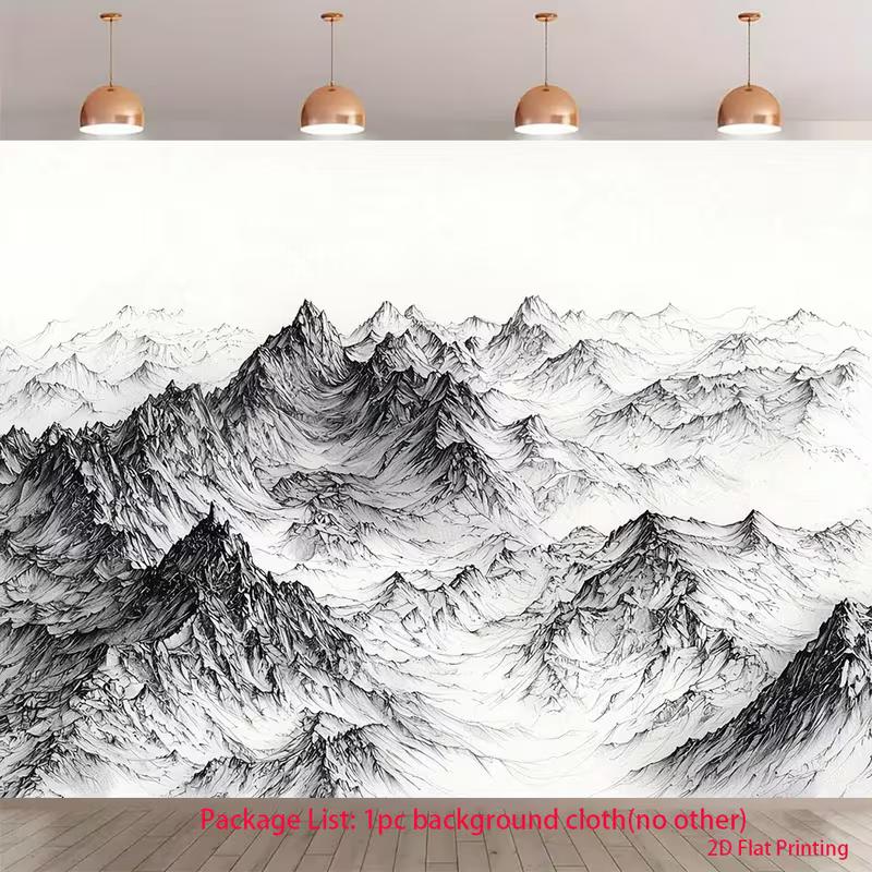 

2D Ink Drawing Monochrome Mountain Photography Backdrop 47.2x31.5inch/120*80cm