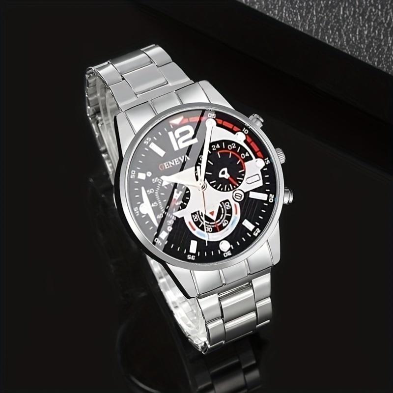 Men's Quartz Watch with Luminous Pointer, Steel Band, and Calendar Function