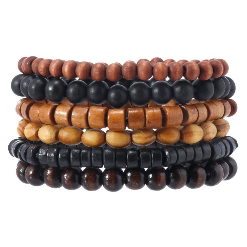 Vintage Bohemian Style Beaded Men'S Bracelets Multilayer Wood Beaded Coconut Beaded Chain Jewelry Accessories Gifts