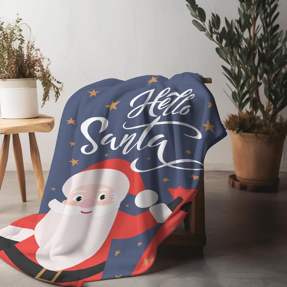 Tuniu Cute Santa Claus Christmas Blanket for Sofa Bed Room Throw Soft Warm Fleece Blanket 75x90cm
