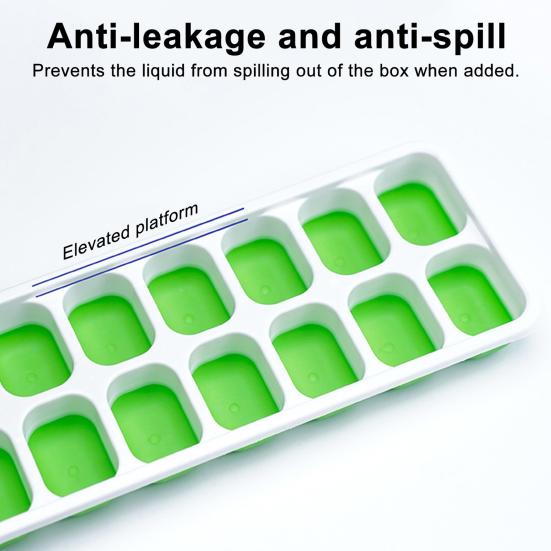 Ice Cube Tray with Well-Sealed Lid 14-Cavity Stackable Silicone Ice Mold Easy Release