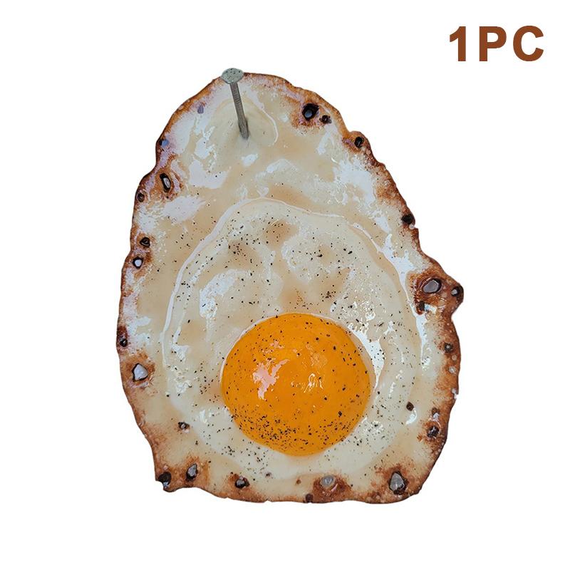 

Яичница-глазунья висит на гвозде, забавные скульптуры из яиц, украшение, брошенное на стену, жирное настенное искусство из яичницы-глазуньи, настенное жареное украшение 1Pcs