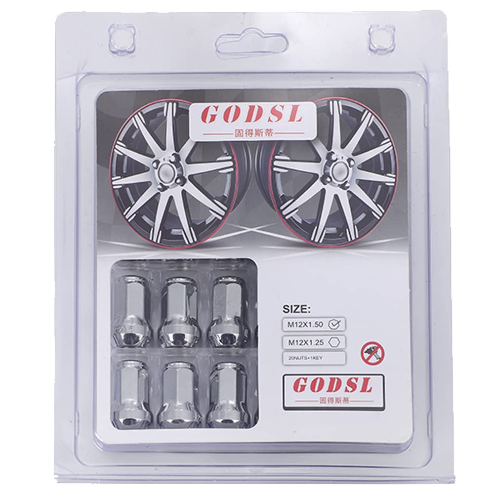 

Стальные колесные гайки секретки гоночные противоугонные легкие универсальный набор 20 шт. (M12 x 1.5, Серебристый) M12 x 1.5 серебряный