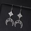 Fashion Long Hollow Moon Double Hole Tassel Earrings Simple Versatile Slimming Earrings