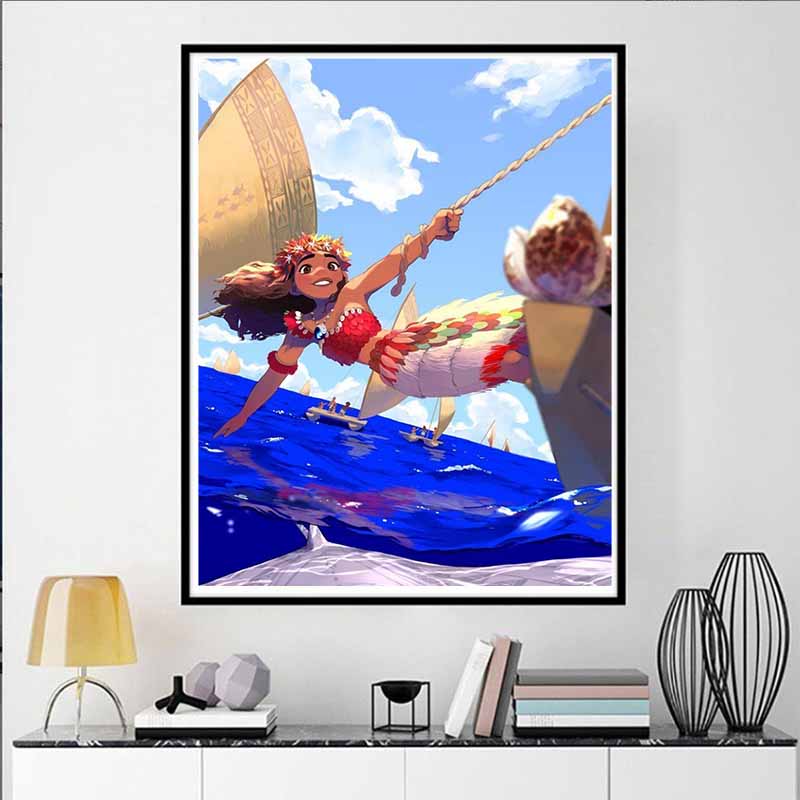 Disney Diamond Painting 5D DIY Moana Fan Art Illustration Art Mosaic Embroidery Decoration Cross Stitch Gift
