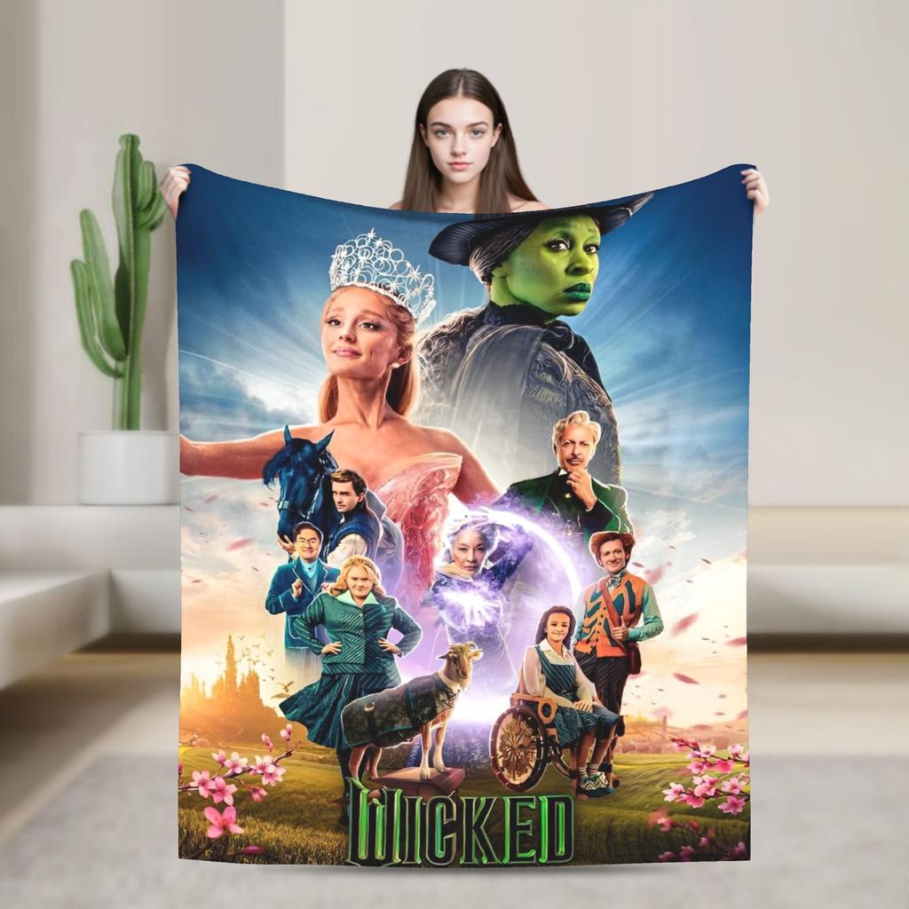 Soft Blanket Travel Wicked Elphaba & Glinda Tonal Throw Blanket Flannel Bedspread For Couch Chair Novelty Sofa Bed Cover