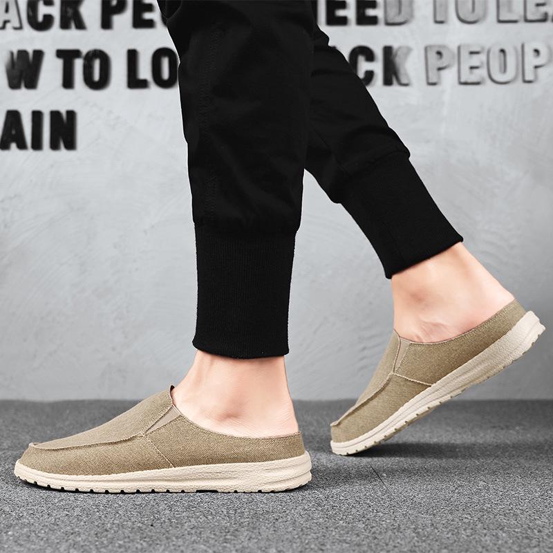 Men's Large Size Lightweight Canvas Slip-On Shoes - Breathable & Casual