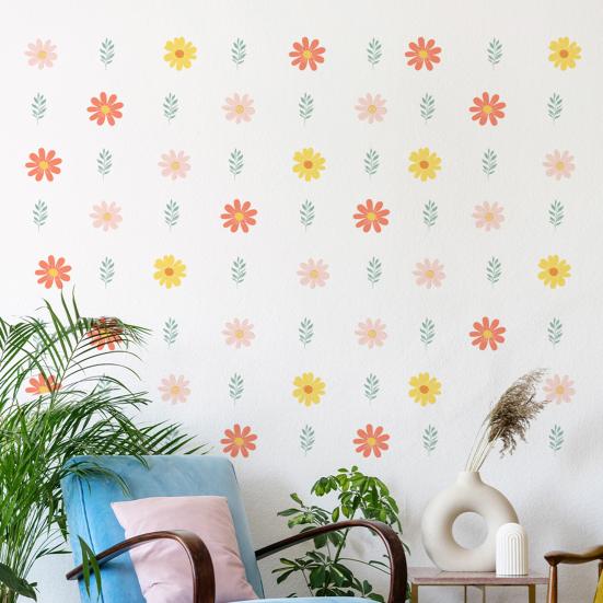 6Pcs Wall Decals, Flower Print Wall Stickers, Self-Adhesive Removable Waterproof Scratch Resistant Wall Decals for Kids Rooms And Kindergartens