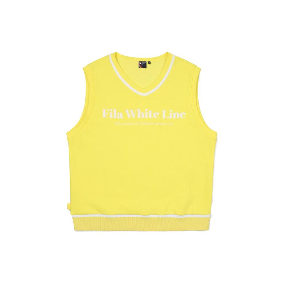 FILA Letter Print Striped V-Neck Vest Unisex vest Yellow FS2VTF1331X-LLE