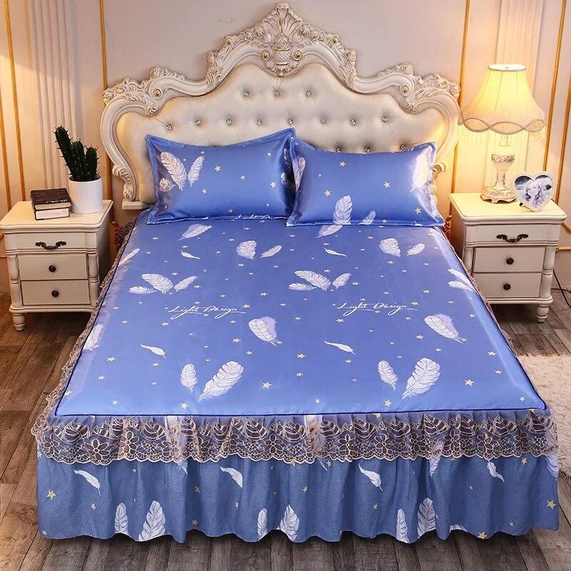Summer Cool Mat Bed Skirt Princess Style Cute Bed Sheets Embroidered Sheets Fitted Bed Sheet Bedspreads Ice Mat Home Textiles
