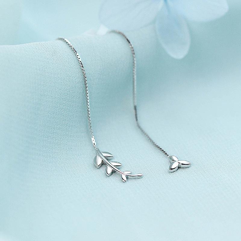 Creative Design Sense Asymmetrical Olive Leaf Earrings Female Mori Small Fresh Literary Leaf Earrings Ear Jewelry