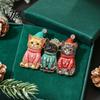 Cat Lover Accessory Christmas Three Brooch Pin, Men Women Rhinestone Kitten Decorative Pin Lapel Badge for Clothing Bags Scarves Sweaters Sweater