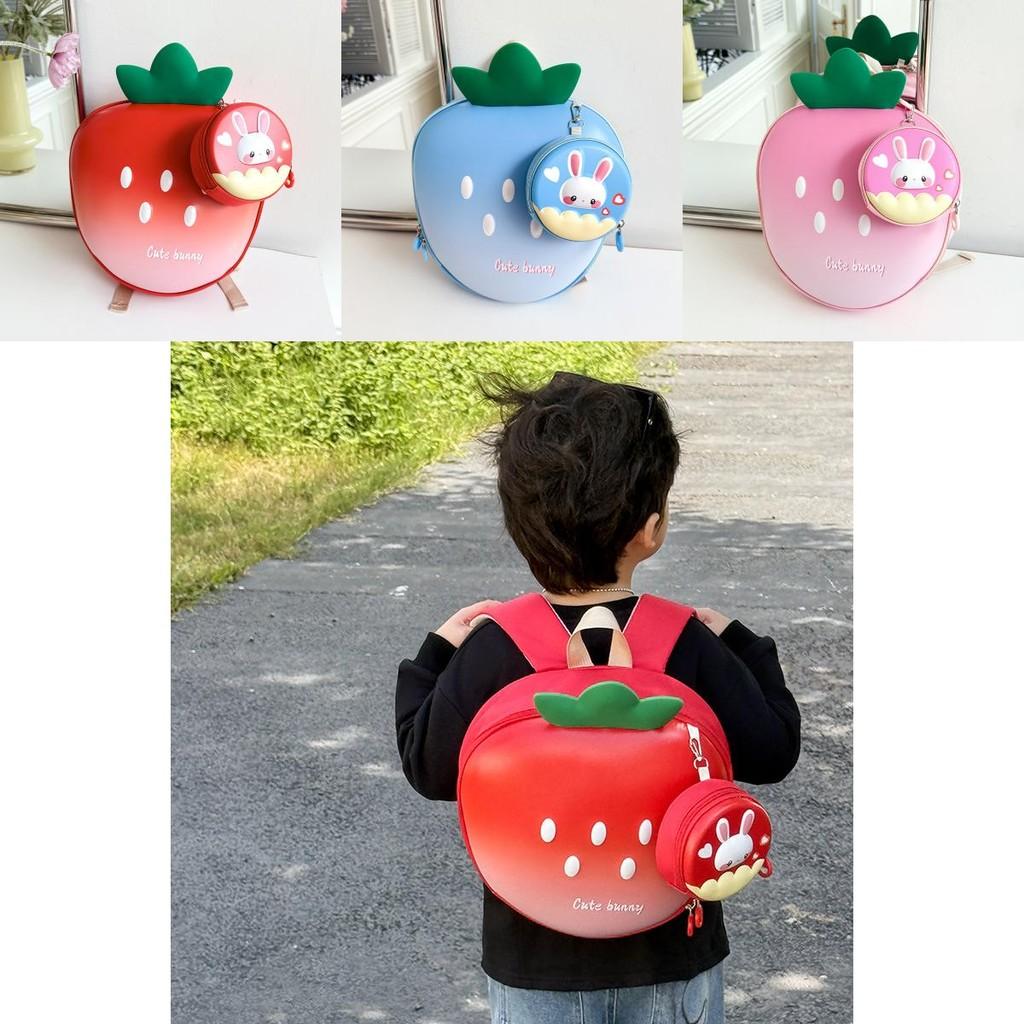 Adorable Strawberry Shaped Cartoon Backpack For Kids Stylish Oxford Fabric Design