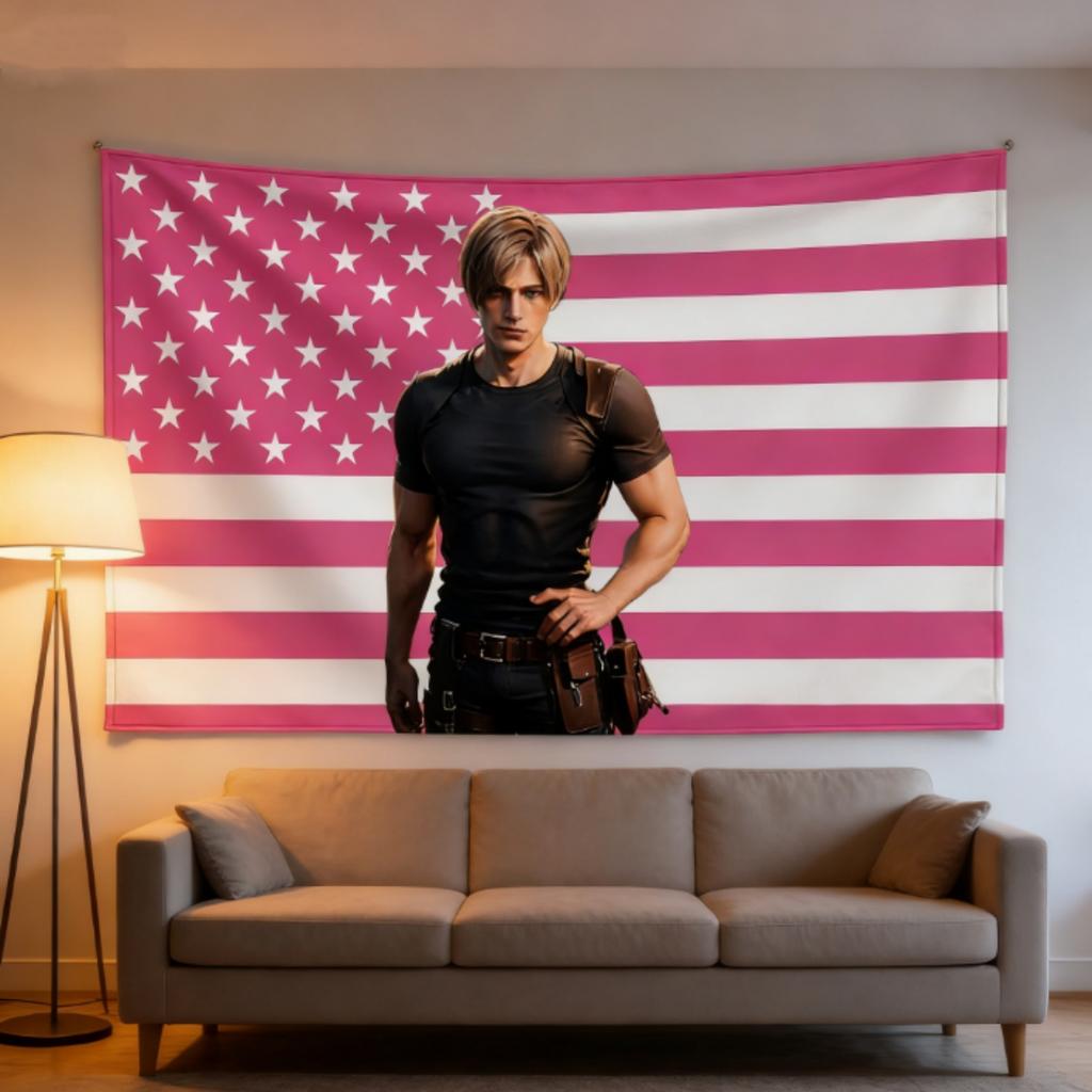MultiSize High Quality Lleon Kkennedy Tapestry Flat Print for Bedroom Support Indoor Outdoor Decor