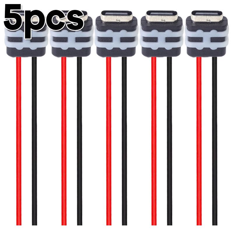 Type-C Female Socket Connector Waterproof Jack Female Charging Port 5V 3A Black Wire Connector for Auto 3C Household Appliances