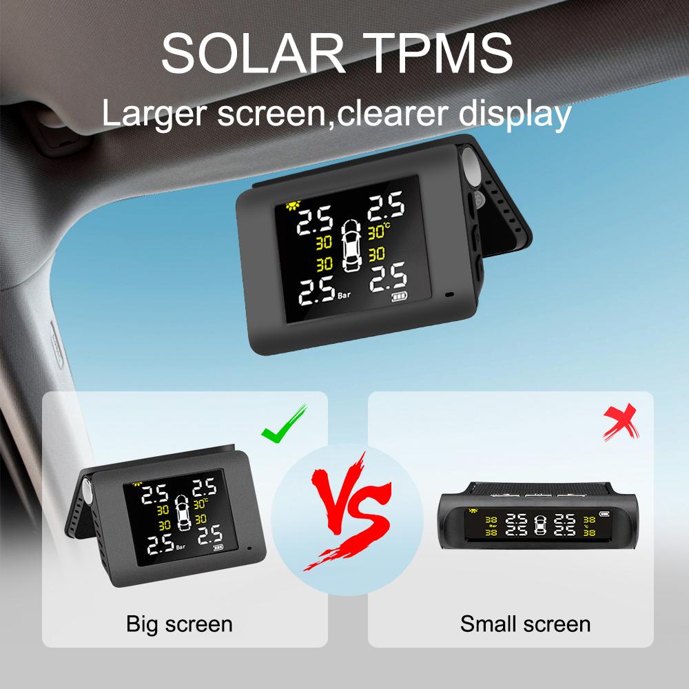 With 4 External or Built-in Sensors Temperature Warning Fuel Save LED Display Tyre Pressure Alarm Solar Power TPMS Car Tire Pressure Monitoring System