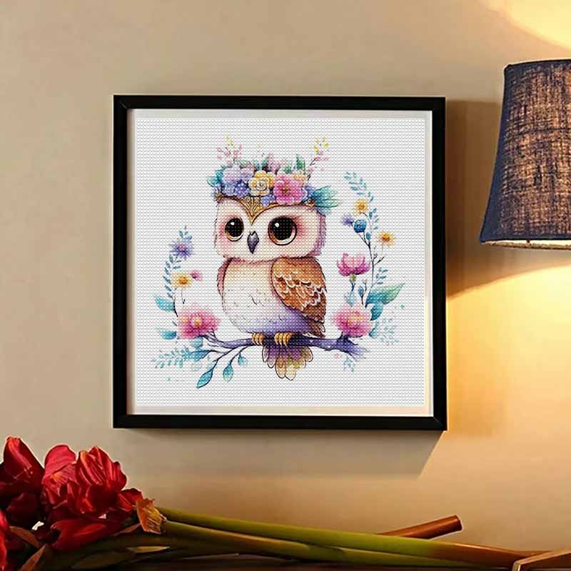 New Arrival 5D DIY Full Circle Diamond Painting "Painted Owl" Embroidery Cross Stitch Home Decor Gift