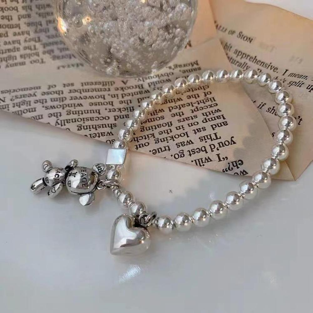 Stamp Bracelets For Women String Of Beads Accessories Trend Vintage Simple Cute Bear Pendant Party Jewelry Luxury