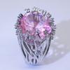 Zhenrong Hot-Selling Pink Crystal Tree Branch Ring - European & American Creative Exaggerated Design for Women