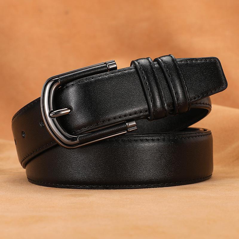 Leather Belt Men'S Alloy Pin Buckle Belt Cowhide Business Casual Belt