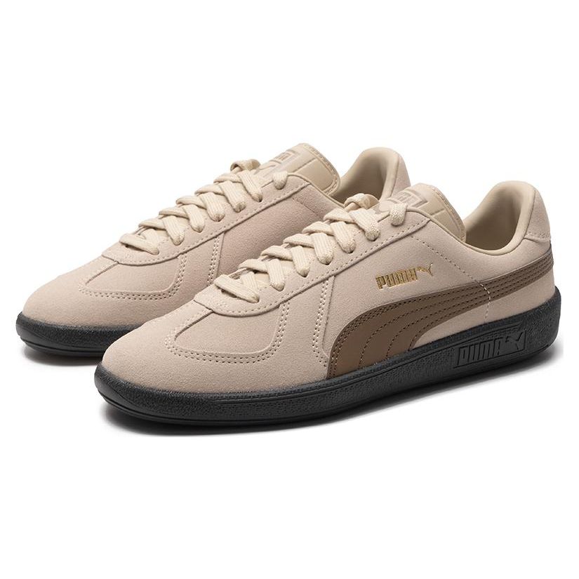 Puma Army Trainer Round Toe Lace-Up Low-Top Sneakers Unisex Sneakers Oatmeal Chocolate 388156-10