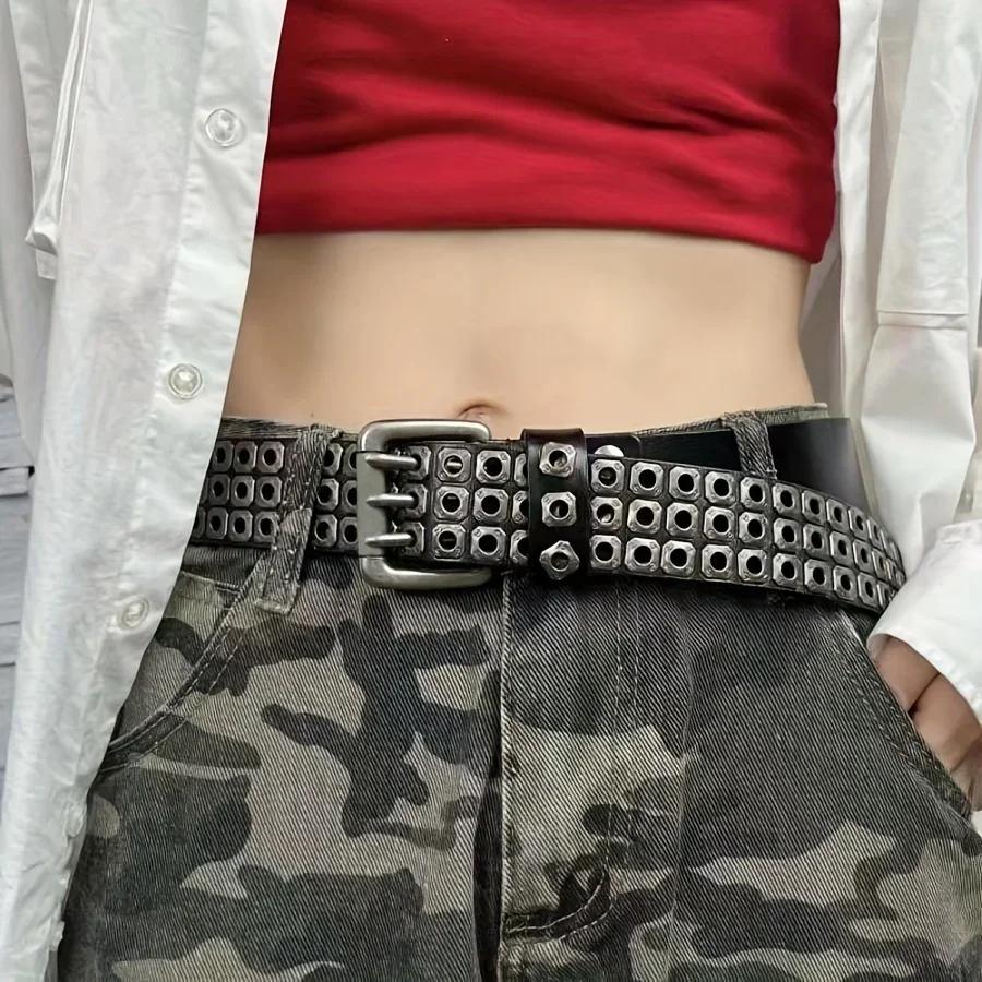 

Punk Style Rivet Belt For Men And Women, Ideal choice for Gifts 110cm чёрный