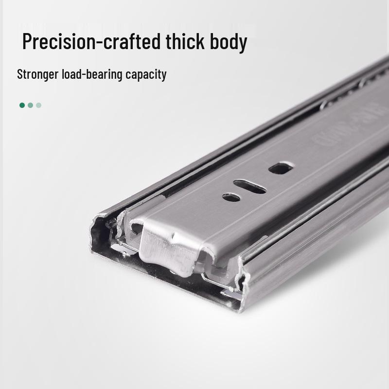 Stainless Steel Soft-Close Drawer Slides: Three-Section, Self-Opening, Silent Runners