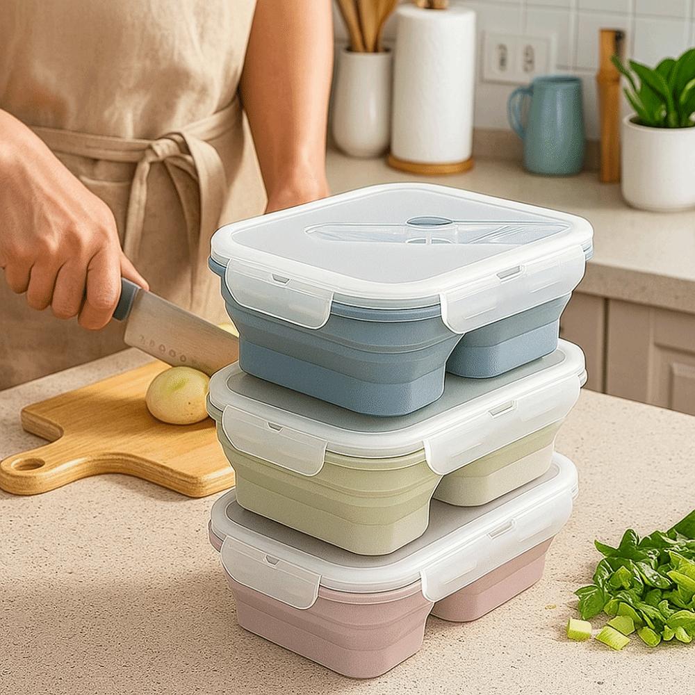 Airtight Foldable Lunch Box Large Capacity Food Storage Container Fresh Keeping Box  Camping