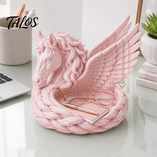 Entryway Catchall Tray 3D Printed Pegasus Jewelry Organizer Bowl, Winged Horse Trinket Tray, Elegant Small Item Storage Bowl Sculpture Desktop