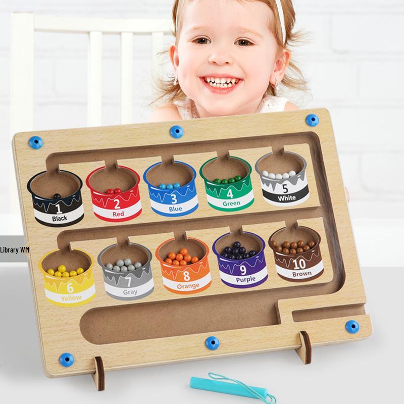 Wooden Magnetic Marble Maze: Children’s Color Sorting & Counting Game