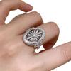 Medieval Retro Style Daisy Slightly Inlaid Diamond Ring Lace Design Oval Personality Simple And Versatile Light Luxury Index Finger Ring