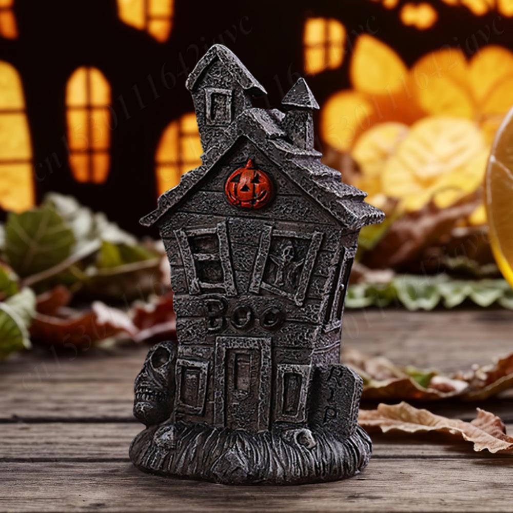Halloween Spooky Miniature Statue Figurine Resin Mini Skull Ghost Decor Micro Skull Ghost Landscape for Haunted House Decoration