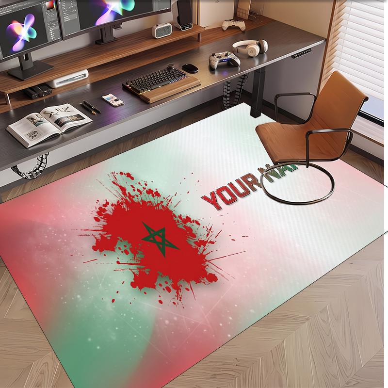 Personalized Crystal Velvet Carpet Morocco Football Pattern Non Slip Floor Rug