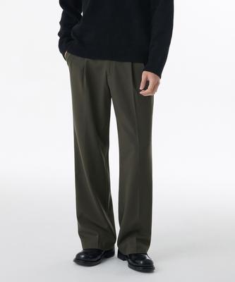 Real Wide Hidden Banding Slacks [Dusty Khaki]