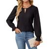 BITCED Women's Fashion Casual Solid Color Print O-Neck Long Sleeve Blouses & Shirts